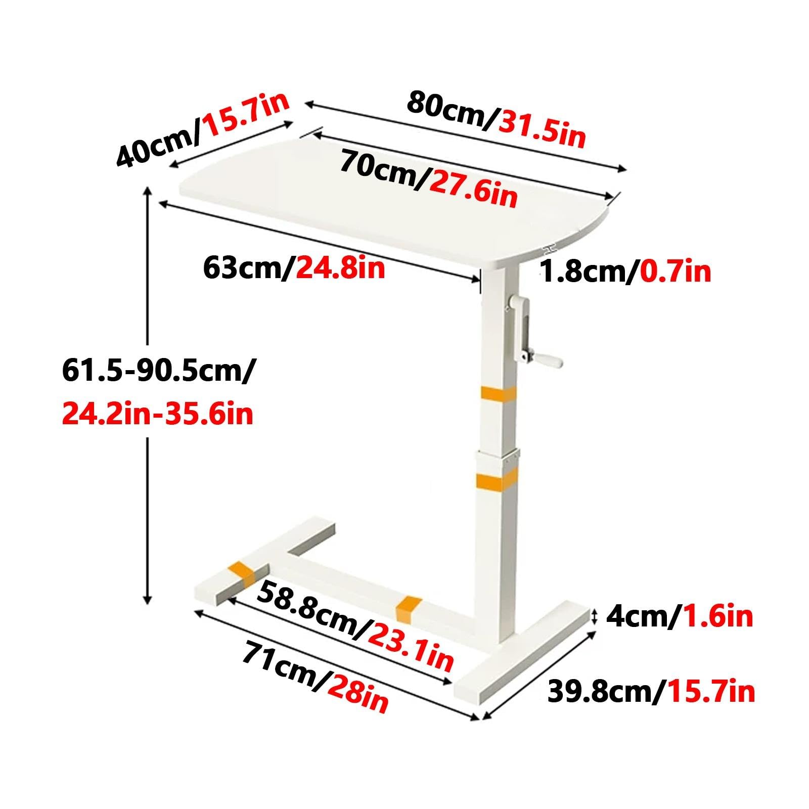 Table de Lit a Roulette pour Ordinateur Portable Réglable en Hauteur