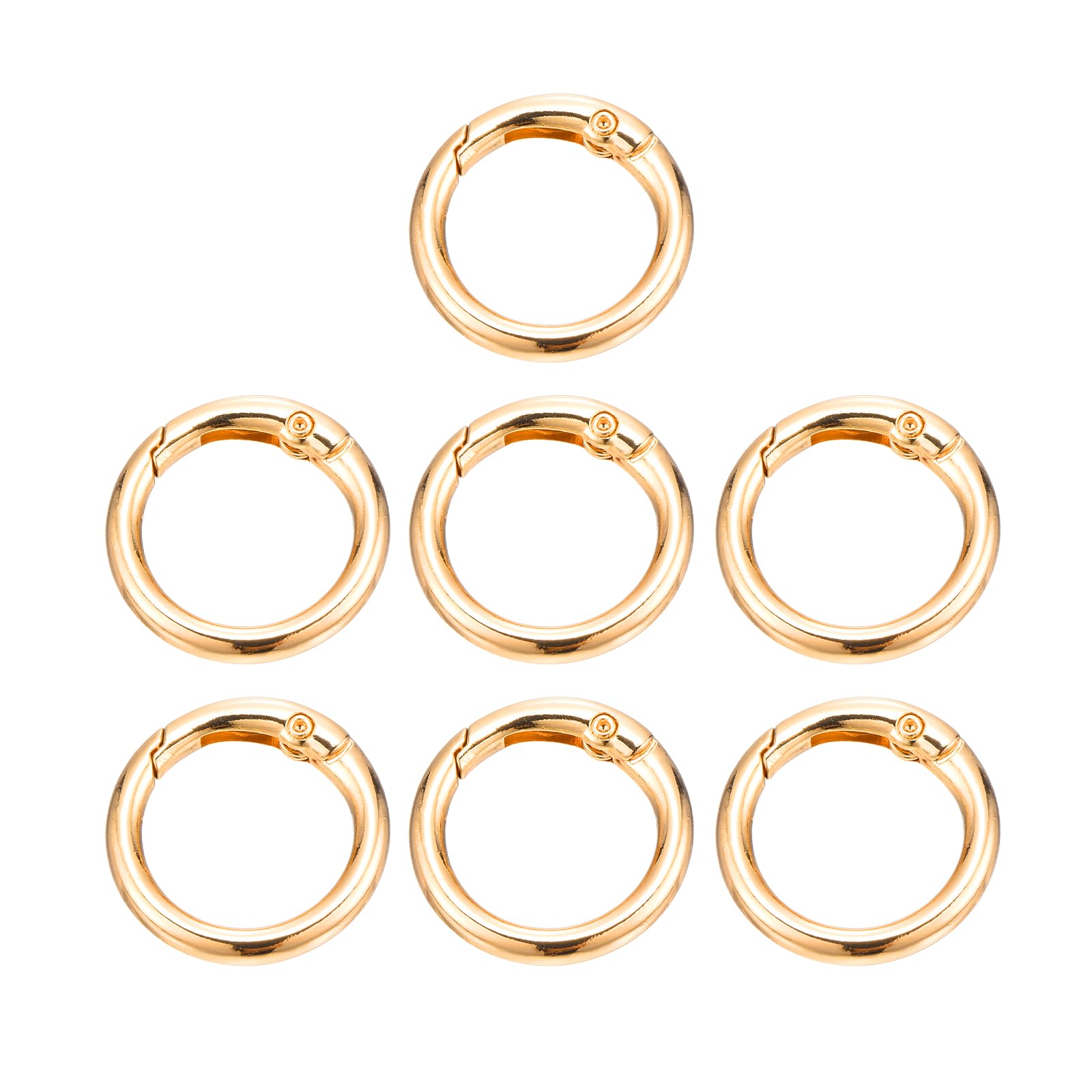 PATIKIL 7 Pcs Metal Spring O Rings, 1"/26mm Trigger Spring O Ring Round Clips Snap Hooks Rack Plating for Keyring Buckle Keychains Bag Pendant Purse Handbag Strap DIY Craft, Pale Gold