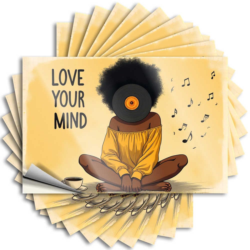 Fzfn Colour Mindfulness And Music: A Peaceful Journey Funky Quote | Cool Room Stuff Waterproof Vinyl Bumper Beer Removable Decal Peel Stick(12X18cm)