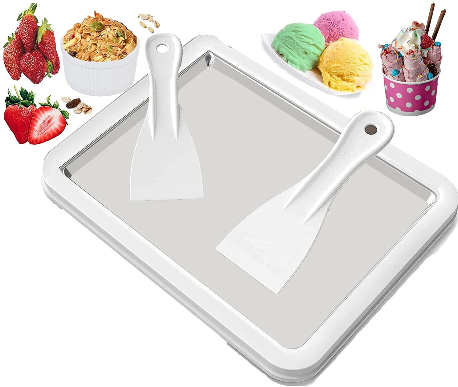 Triple Ice Cream Roll Tray Kit – Pre‑Freeze Yogurt & Sorbet Gelato Making Plates – DIY Frozen Dessert Fun for Family-image-48