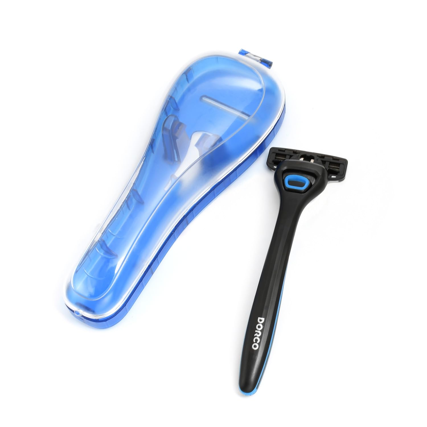 Razor Travel Case Portable Plastic Manual Trimmer Protector Men's Razor Case (Blue)