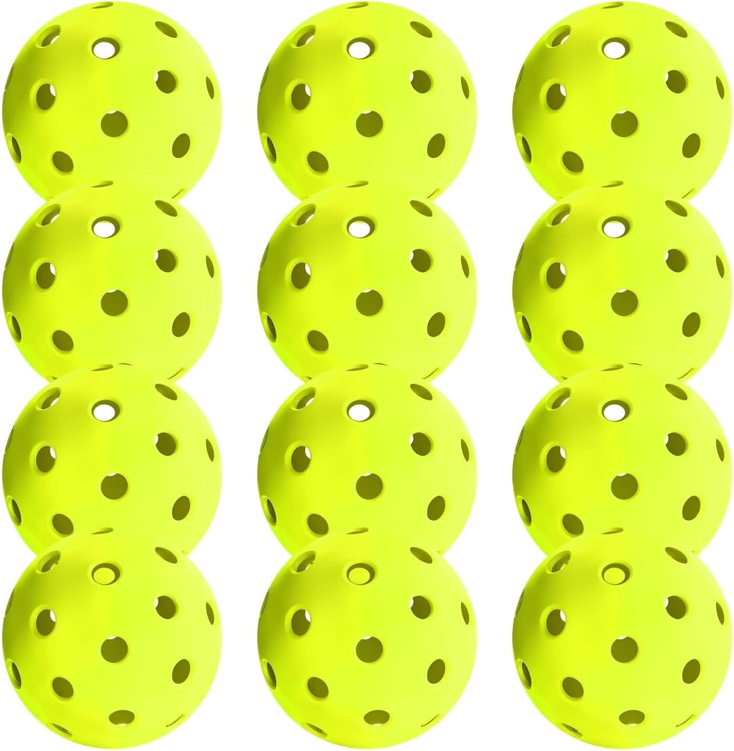 MOONHILL Pickleball Balls for Pickleball Lovers Pickleball Accessories Set — 40-Holes Outdoor Pickle Balls — High Bounce True Flight for Pickle-Ball Equipment (Yellow Green, 12 Pieces)