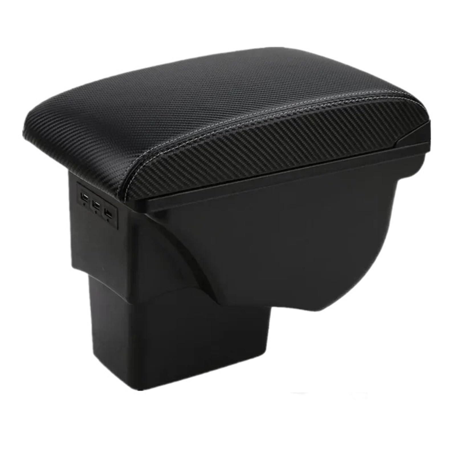 UMDJJU For KIA For Soul 2009-2017 Left-hand Drive Car Armrest Centre Console Storage Box Interior With 3USB Leather Car Centre Console Armrest Box(3C carbon fiber 3usb)