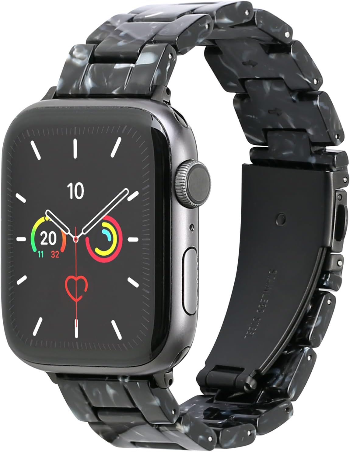 MAIRUI Resin Watch Band Compatible with Apple Watch for Women Men 41mm/40mm/38mm Series 9/8/7/6 SE Slim Bands Strap Bracelet Wristband for iWatch 5/4/3/2/1/Ultra/Ultra 2(Black)