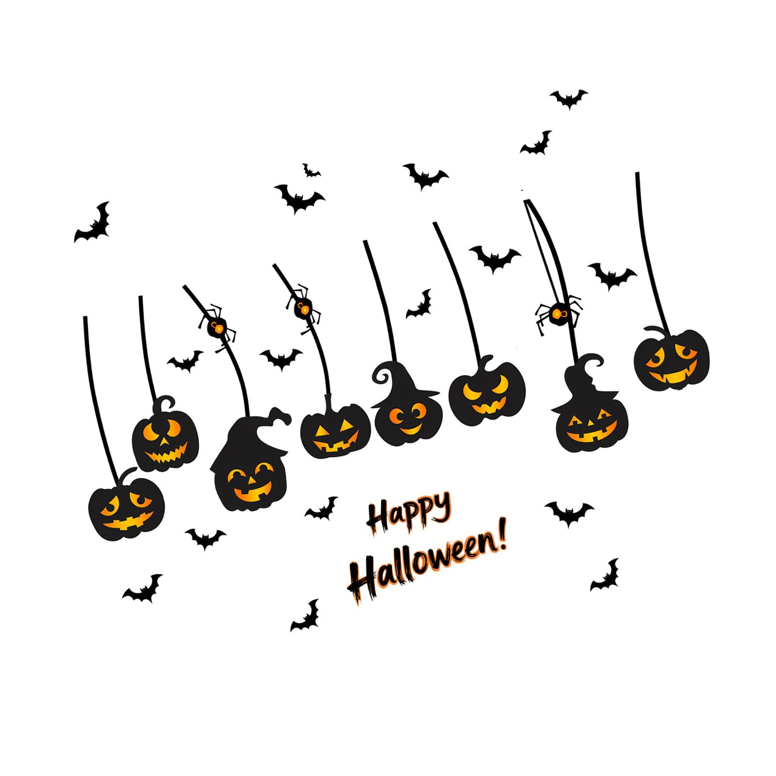 Jazuaiao Halloween Bat & Pumpkin Window Clings PVC Sticker Set for Glass Doors, Indoor/Outdoor Decor (120) Holiday Window Decors