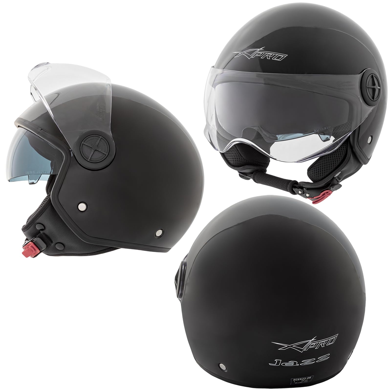 Casco Jet Moto Aperto Visiera Scooter Antigraffio Parasole ECE 22-06 Nero XL