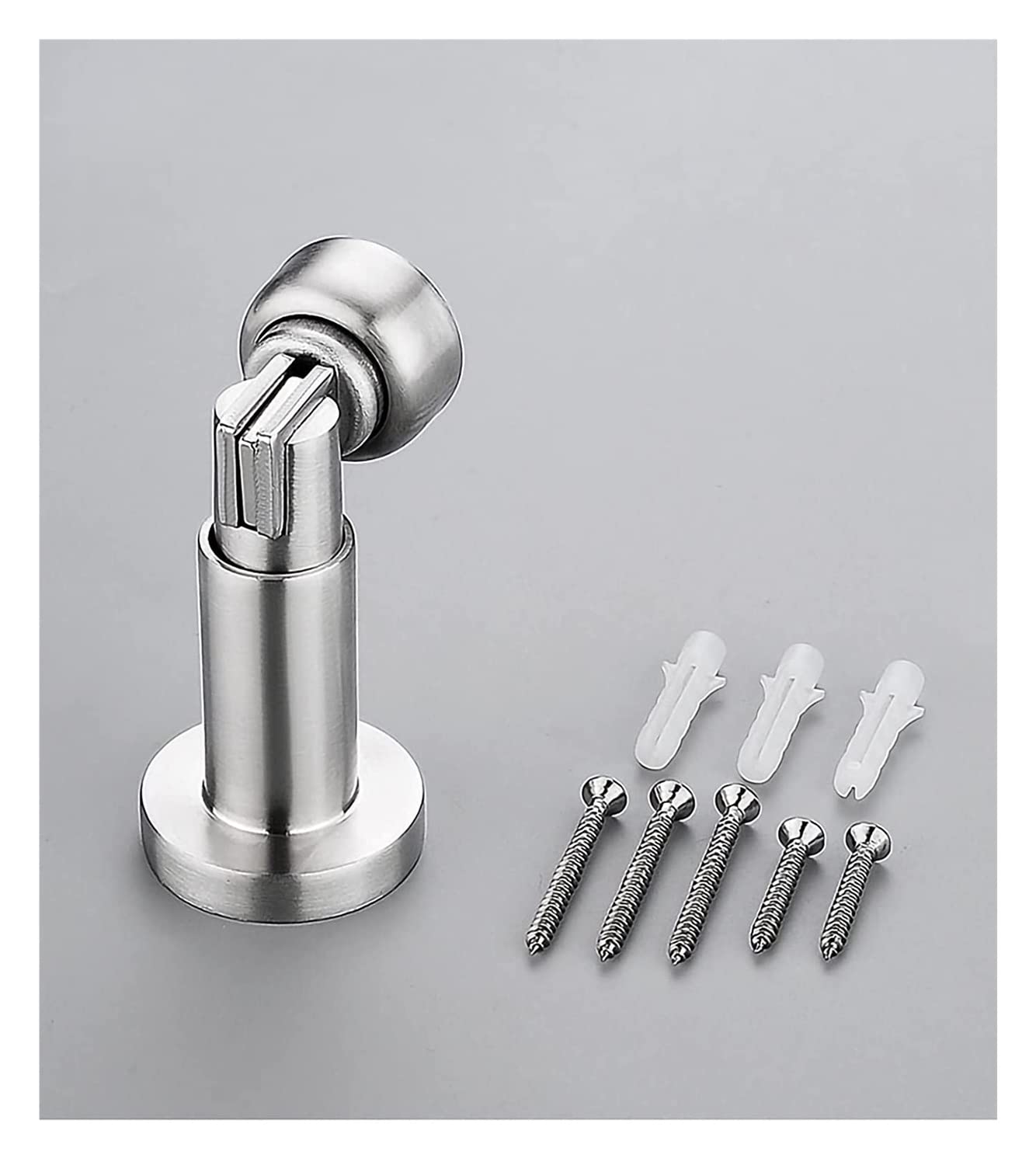 tope de puerta, Tope de puerta magnético altura ajustable, soporte acero inoxidable con montaje en pared y suelo
