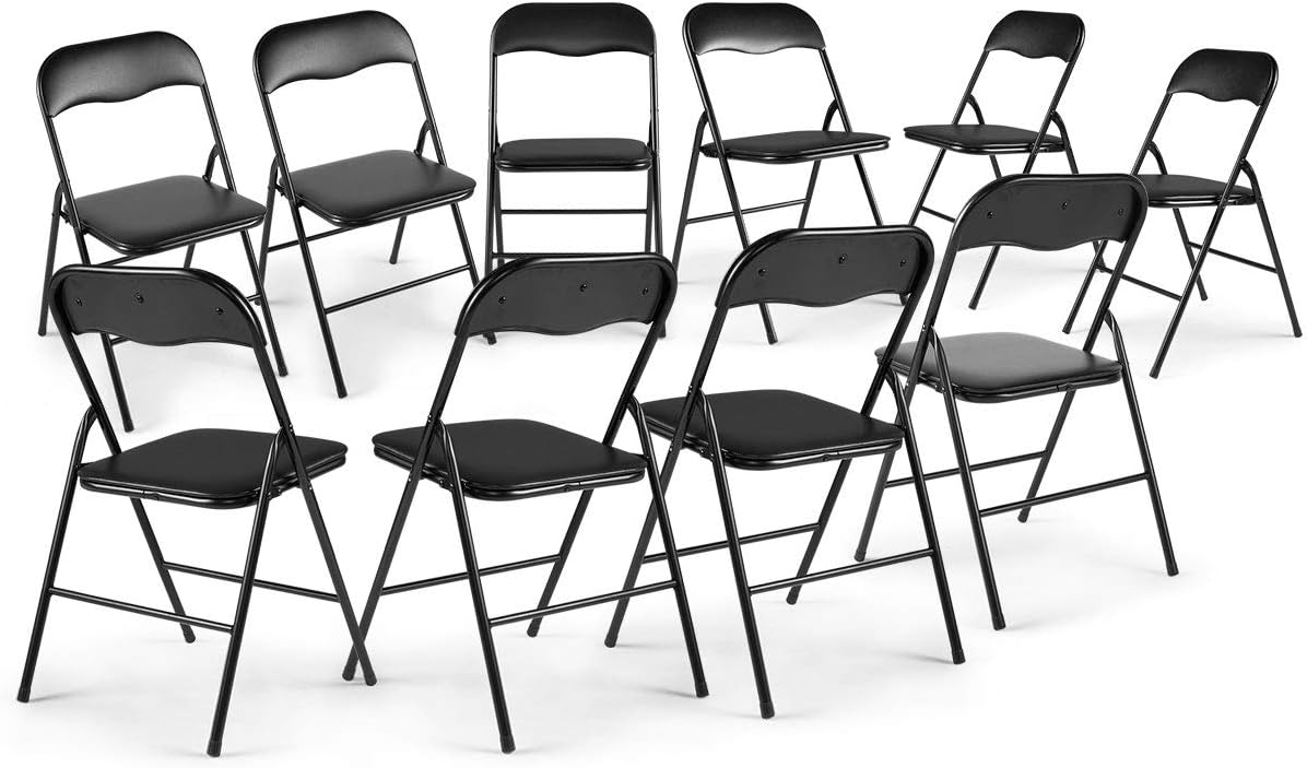 Buy Jaxpety New 10 Pack Commercial Plastic Folding Chairs Stackable Wedding Party Chair W Soft Cushion Black Online In Indonesia B07tht5jm5