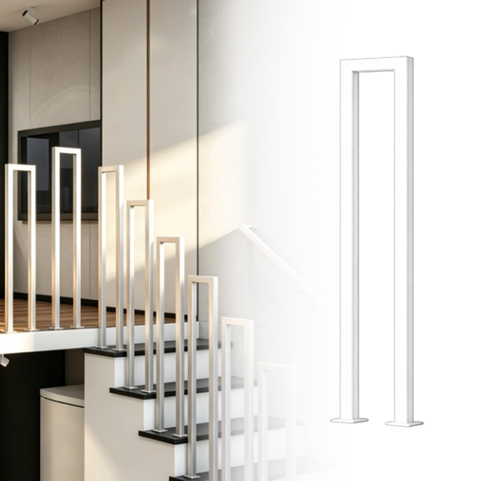 Stair Railing Indoor, Loft Decorative Handrail Stairs, Railing Indoor and Outdoor, for Stairs, Garden, House Entrance, Backyard, Balcony, White 105cm