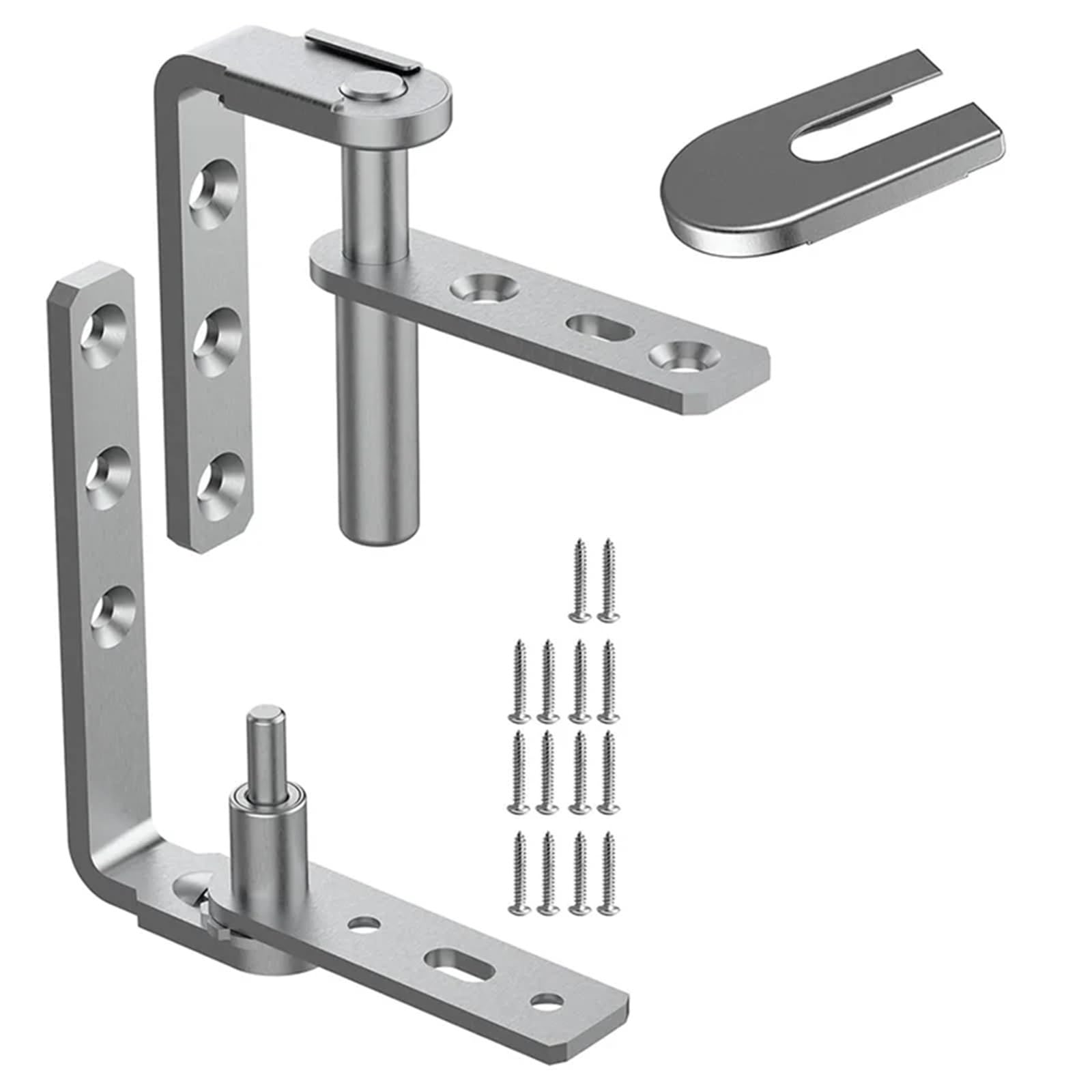 Flush Bolt for Double Door 4PCS Cafe for Swinging Door Hinge Hardware- Saloon Hinges& for Hardware Set(Silver)