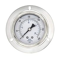 Vista 6 de PIC Gauges 204L-404M Medidor de presión relleno de glicerina con brida frontal con carcasa SS/bisel, internos de latón, lente de PC, esfera de 4