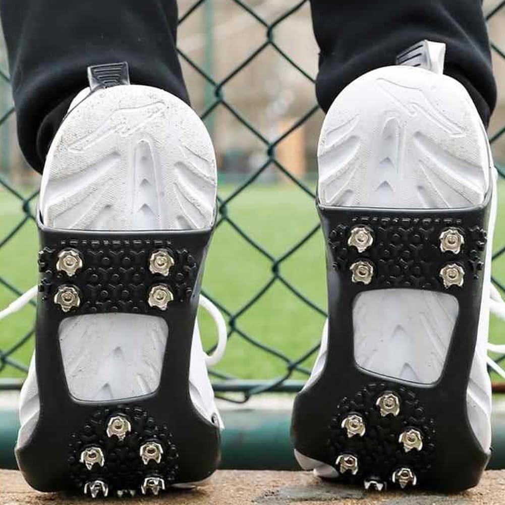 Raki Ice Cleats Ice Snow Grips do butów i butów, 2 szt., trakcja lodowa, buty z 10 stalowymi ćwiekami, antypoślizgowe, do wędrówek na świeżym powietrzu, spacerów