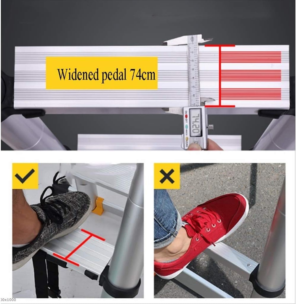 Extension Ladder, Household Herringbone Ladder, Folding Multi-Function Straight Ladder, Aluminum Alloy Engineering Ladder (Size : 1.9+1.9M=3.8M(12.4FT))