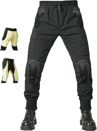 Mens Motorcycle Pants Cargo Protective Safety Jeans Wear-Resistant Womens Stretch Pants with Upgraded Protective Gear
