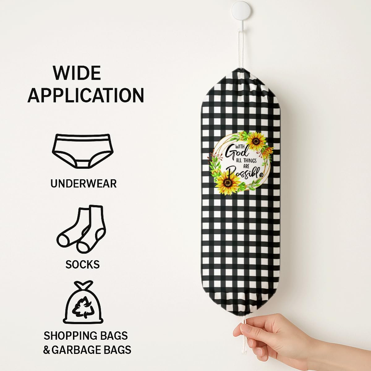 Plastic Bag Holder, with God All Things Are Possible Plastic Bag Holder, Reusable Trash Bags Organizer Home Decor, Christian Inspirational Gift for Women Plastics Bags Holders with Bible Verse