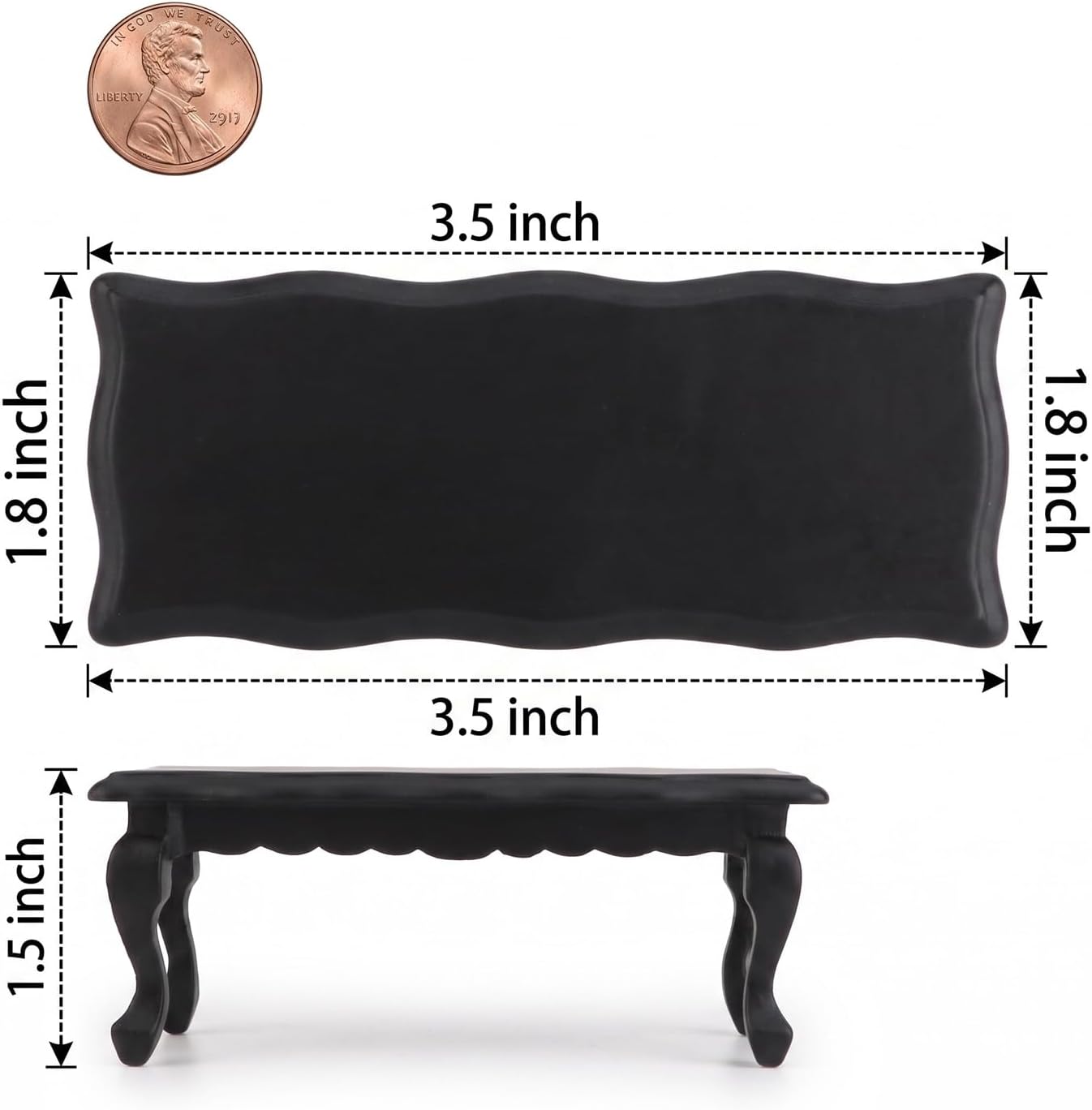 Dollhouse Furniture 1 12 Scale Miniature Coffee Table Curved Edges, Black image 5