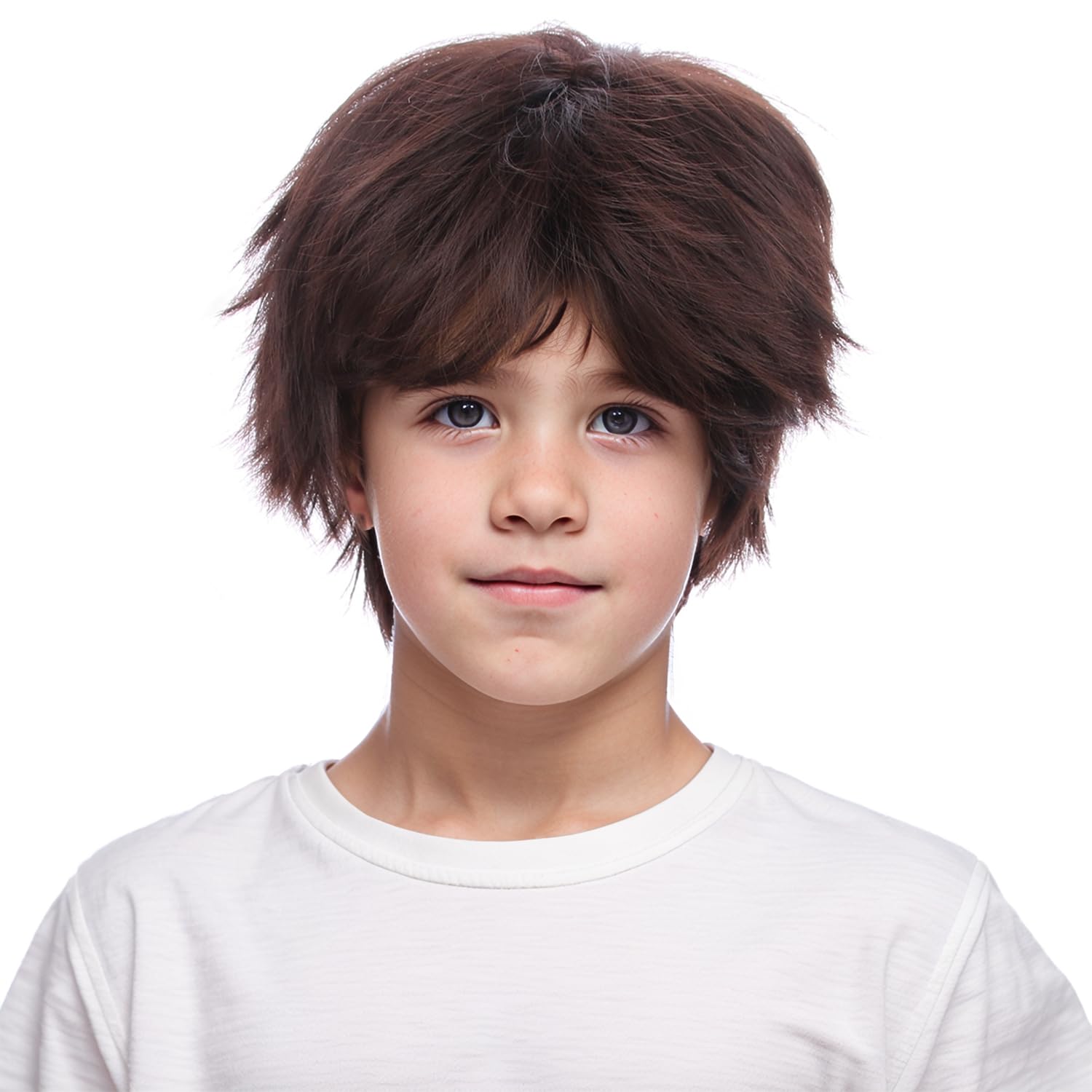 WAVELNM Kids Short Brown Wig Boys Brown Wigs Short Straight Wig for Boys Child Daily Halloween Costume Synthetic Wigs