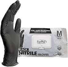ForPro Disposable Nitrile Gloves, Chemical Resistant, Powder-Free, Latex-Free, Non-Sterile, Food Safe, 4 Mil
