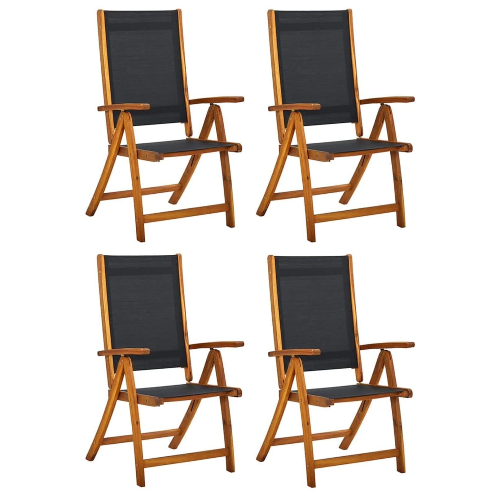 Chaises de jardin pliantes 4 pcs bois massif acacia textilène pour aménagement extérieur