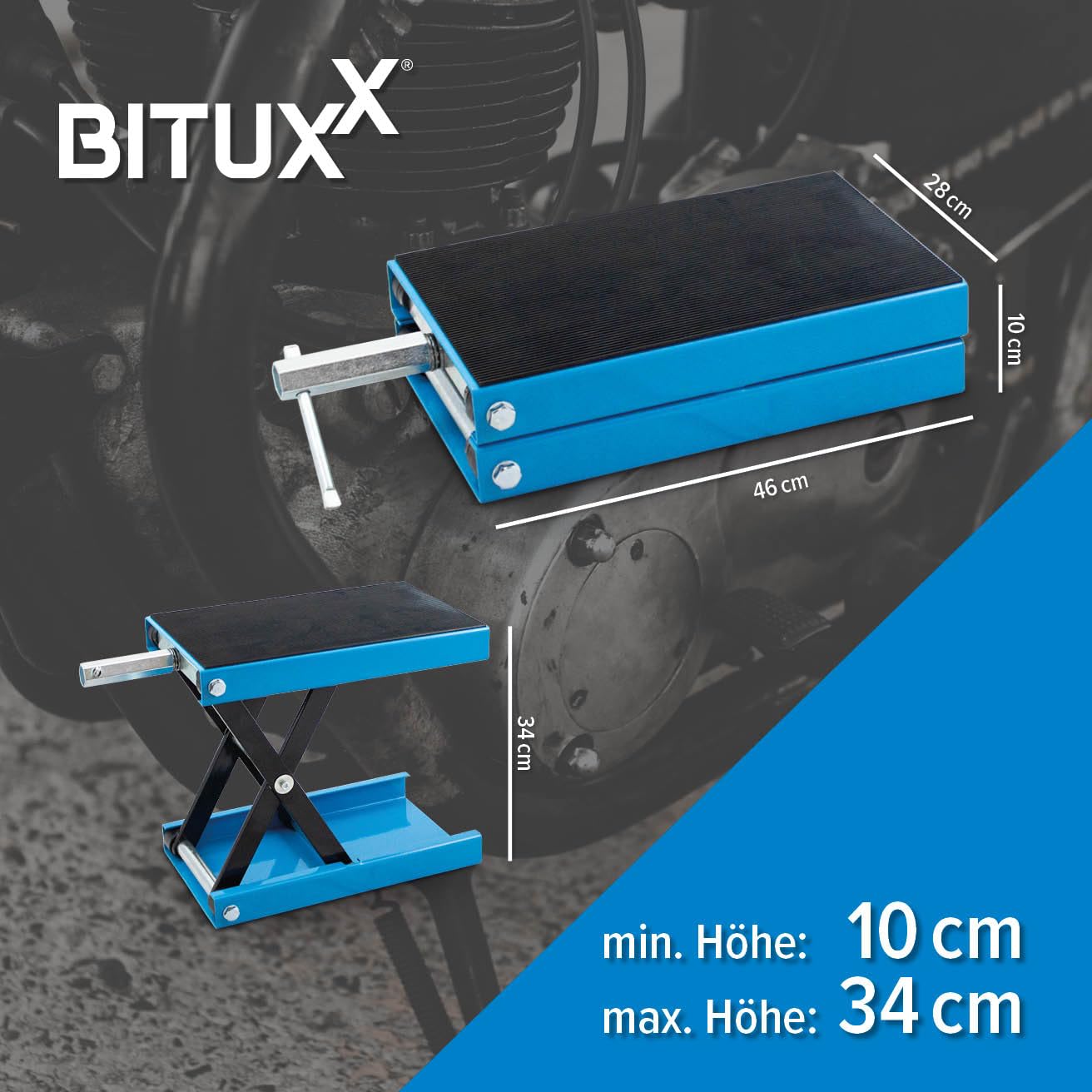 Bituxx Motorrad Heber Hebebühne Montagebock Scherenheber Montageständer Lift bis 450kg