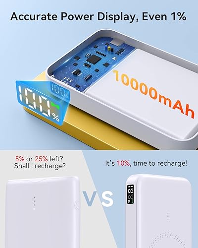 Miniatura 3 de weetla Paquete de batería magnética pantalla digital LCD de 10000 mAh banco de energía inalámbrico plegable con soporte cable USB-C cargador