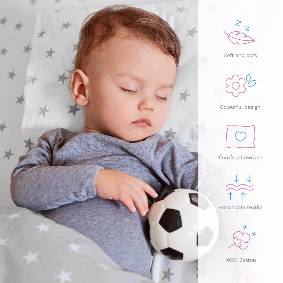 Baby Comfort Juego de Cama para Cuna 4 Piezas edredón y Funda nórdica 120x90 cm con Almohada y Funda de Almohada - diseño 4 (12 Meses+)