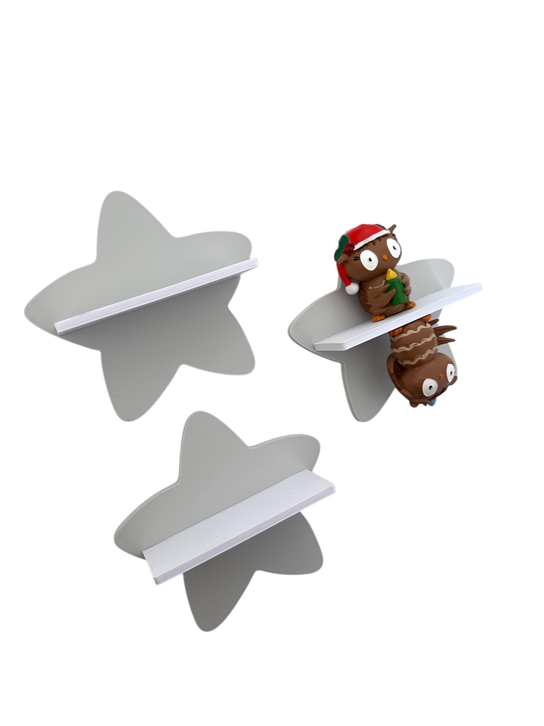 Mini Stern-3er-Set kompatibel für Toniefiguren, Tonieregal Toniebox Tonie Erweiterung - Erweiterungsregal - Kinderzimmer (Hellgrau)