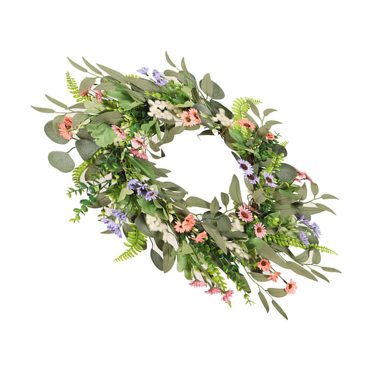SHINEOFI Künstlicher Gänseblümchenkranz mit Eukalyptus Abschlussstimmung Dekoration für Sommerfest Hängender Seidenblumenkranz als Zeitlose Heim und Hochzeitsdeko