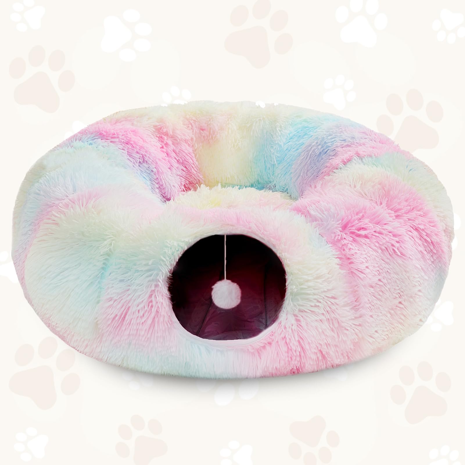 Túnel para Gatos, 110 cm túnel Plegable de Lino para Interior con Agujeros, Cama túnel para Gatos Lavable para Verano (Color) | Para el verano, forro interior, para gatos y animales pequeños