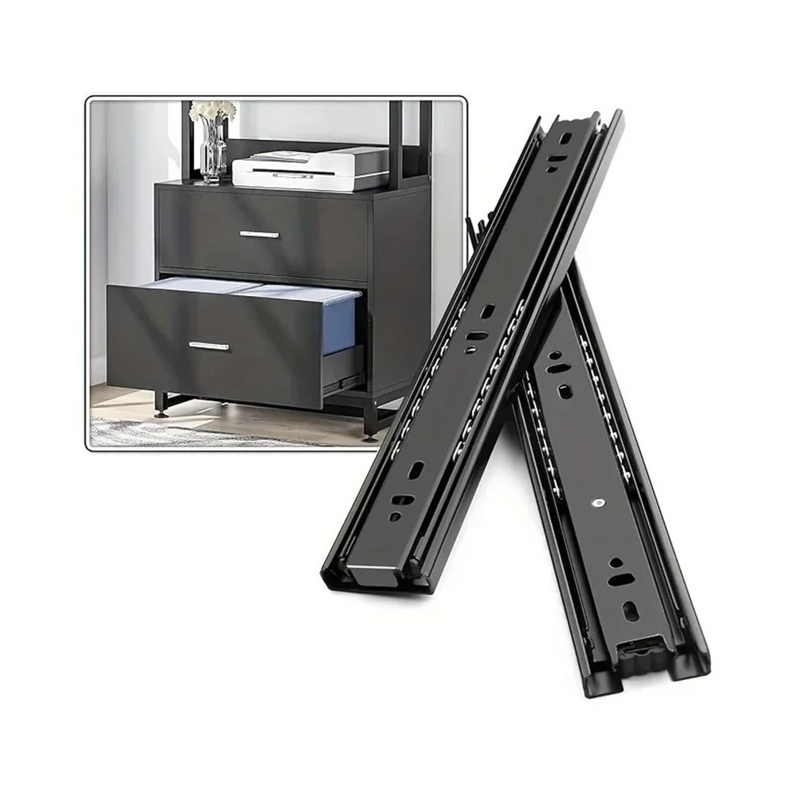 Armadio silenzioso a tre sezioni con smorzamento idraulico in acciaio | Guide for cassetti for guardaroba a tre sezioni con ferramenta for binari di guida(16 inches 40CM)