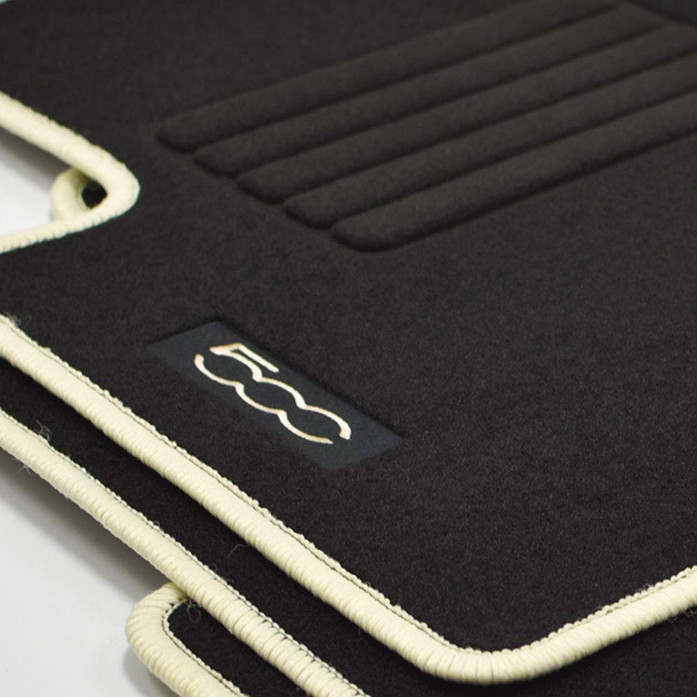 Velours Fußmatten + Kofferraum Set geeignet für FIAT 500 + 500 C Cabrio ab Bj.2007-2013 cr