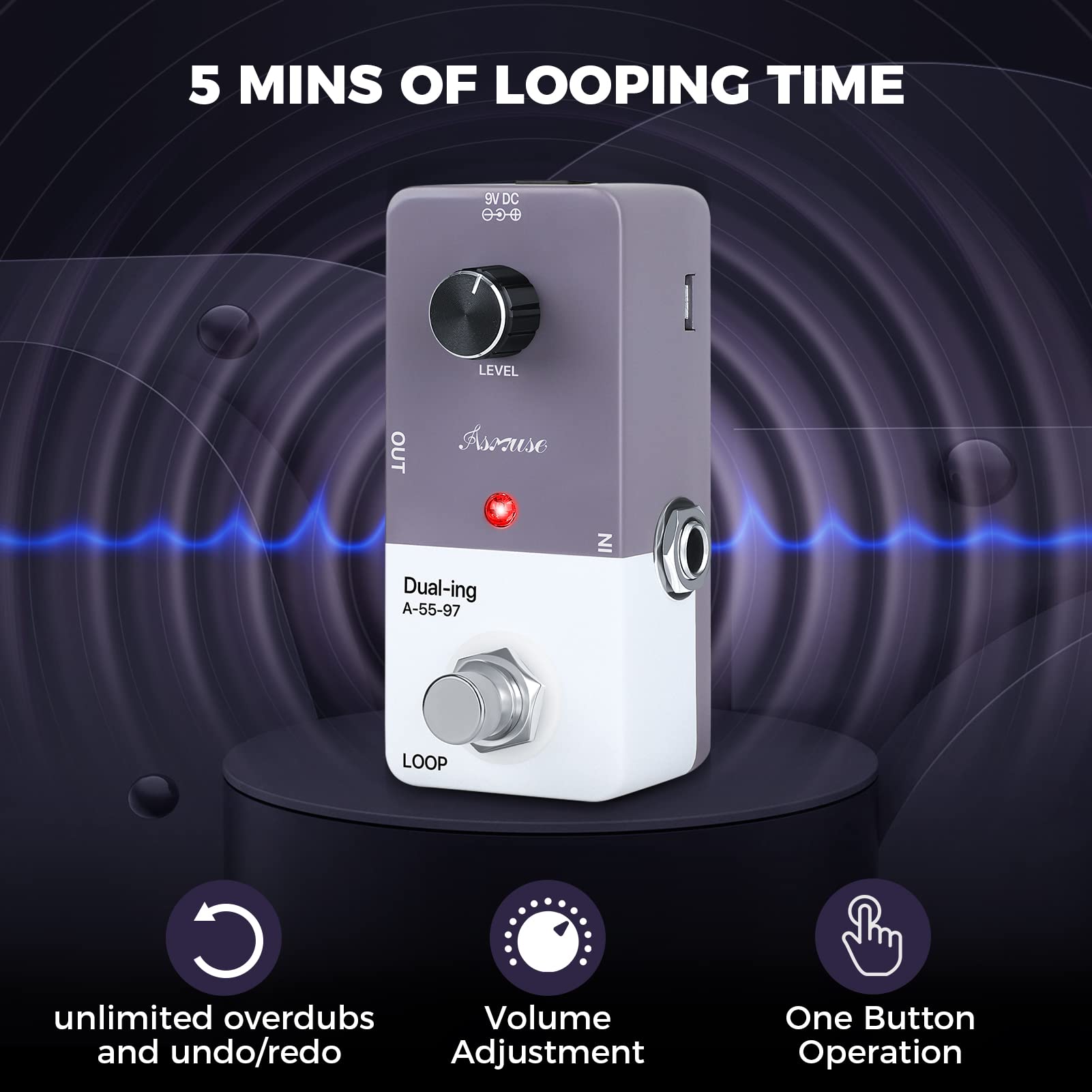 Asmuse Looper Guitar Effect Pedal 5 Minutes Recording