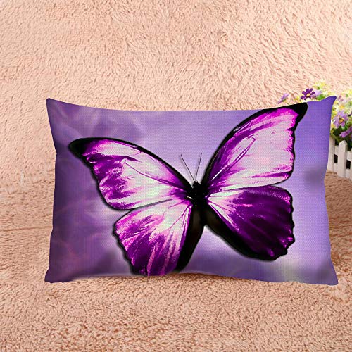 Nicokee Throw Pillow Cover Magical Mystical Purple Butterfly Decorative Pillow Case Home Decor 20X12 Inches Pillowcase #TOP2