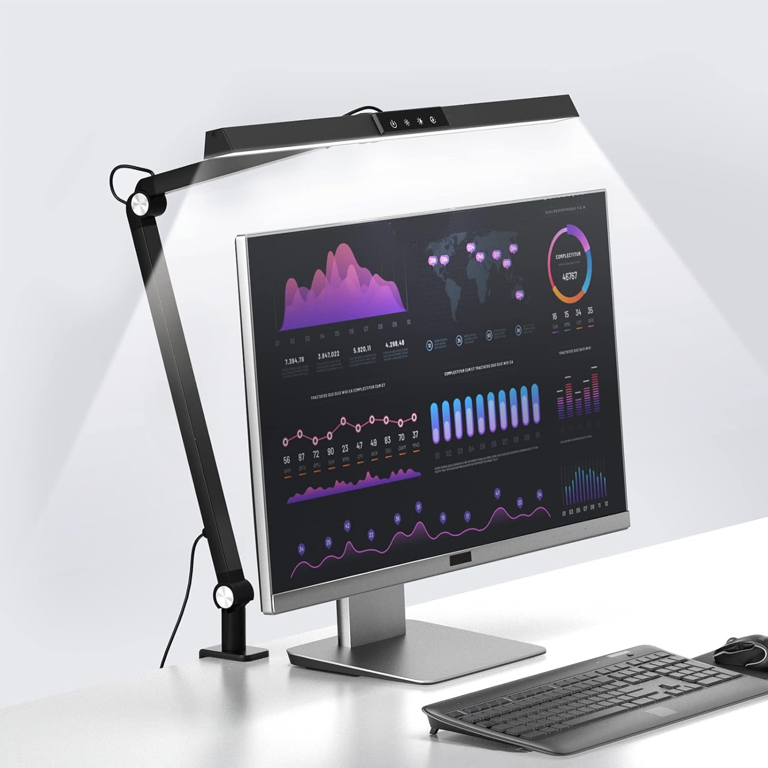 Desk Lamp LED Desk Light, Smart Features(Clock, Alarm, Date