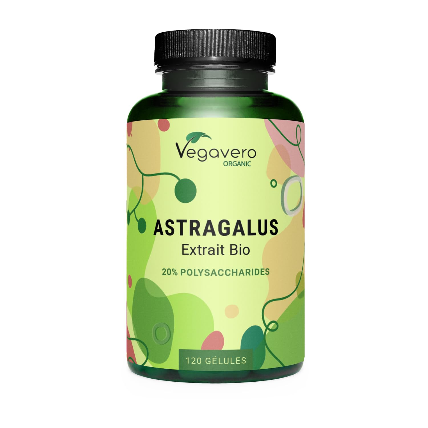 Astragale BIO Vegavero® | Qualité PREMIUM : 20% Polysaccharides | 750 mg Extrait Astragalus (15:1) | Immunité + Anti Stress | 120 Gélules | VEGAN