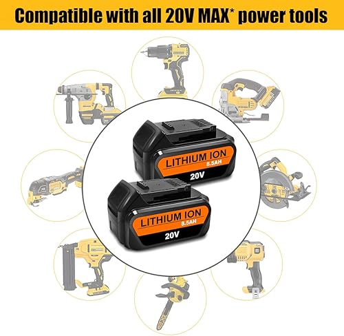 Miniatura 2 de Paquete de 2 baterías de alta capacidad de 20 V 8.5 Ah para Dewalt 20V Max XR 8.0Ah 7.0Ah batería DCB207 DCB208 20 voltios Max Litio Ion Batería