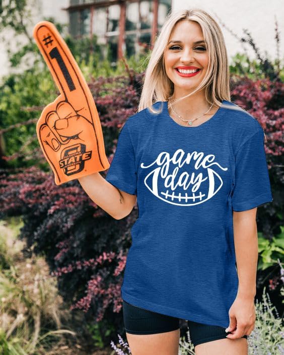 Game Day Football T Shirts Women Cute Football Graphic Tee Tops Funny Sunday Casual Short Sleeve Tee Shirts - Image 4