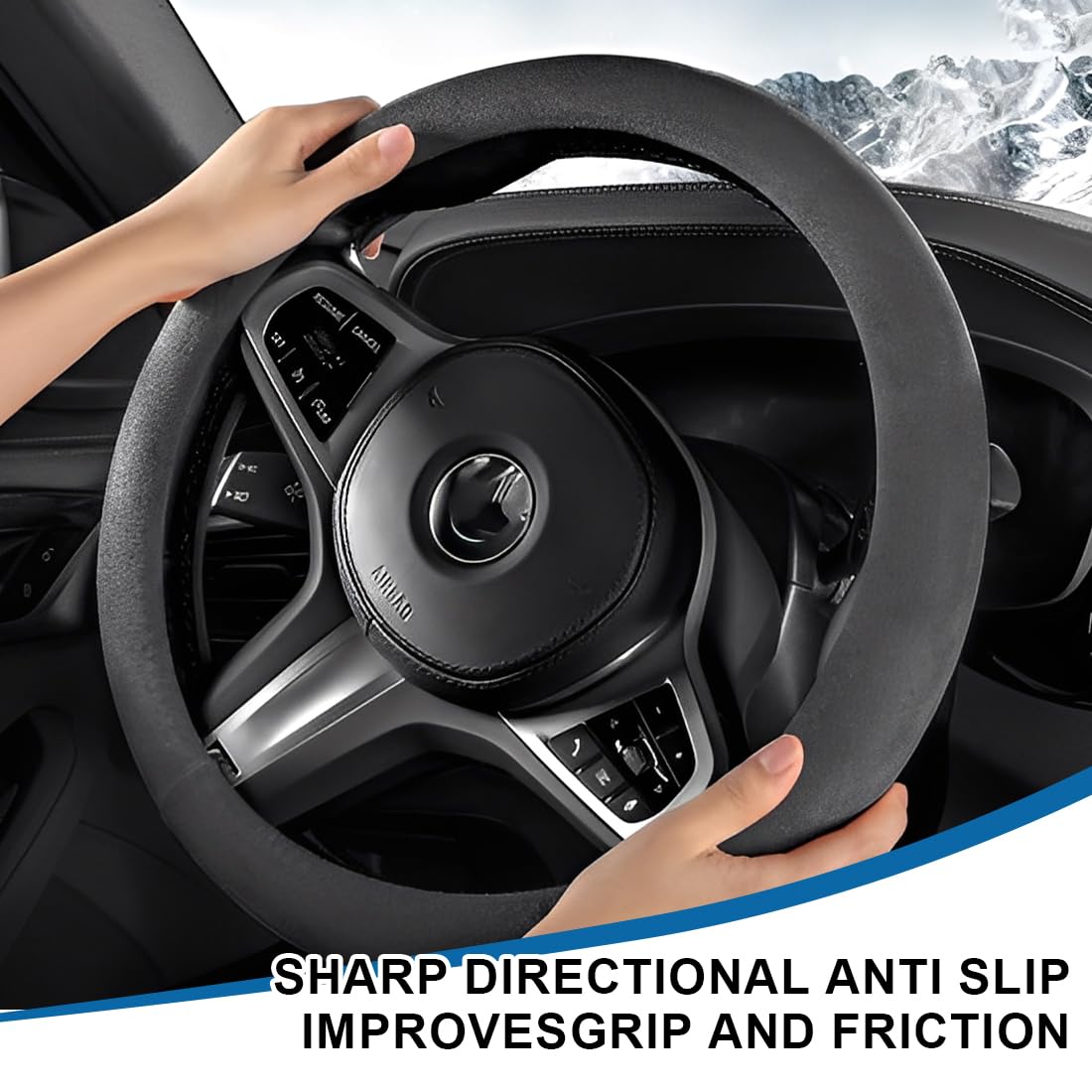 EIHI Silicone Nero Copri Volante Coprivolante Auto Universale - Accessori Auto Interno- Copertura Copri Sterzo Macchina Essenziali da 34 a 40cm Adatto