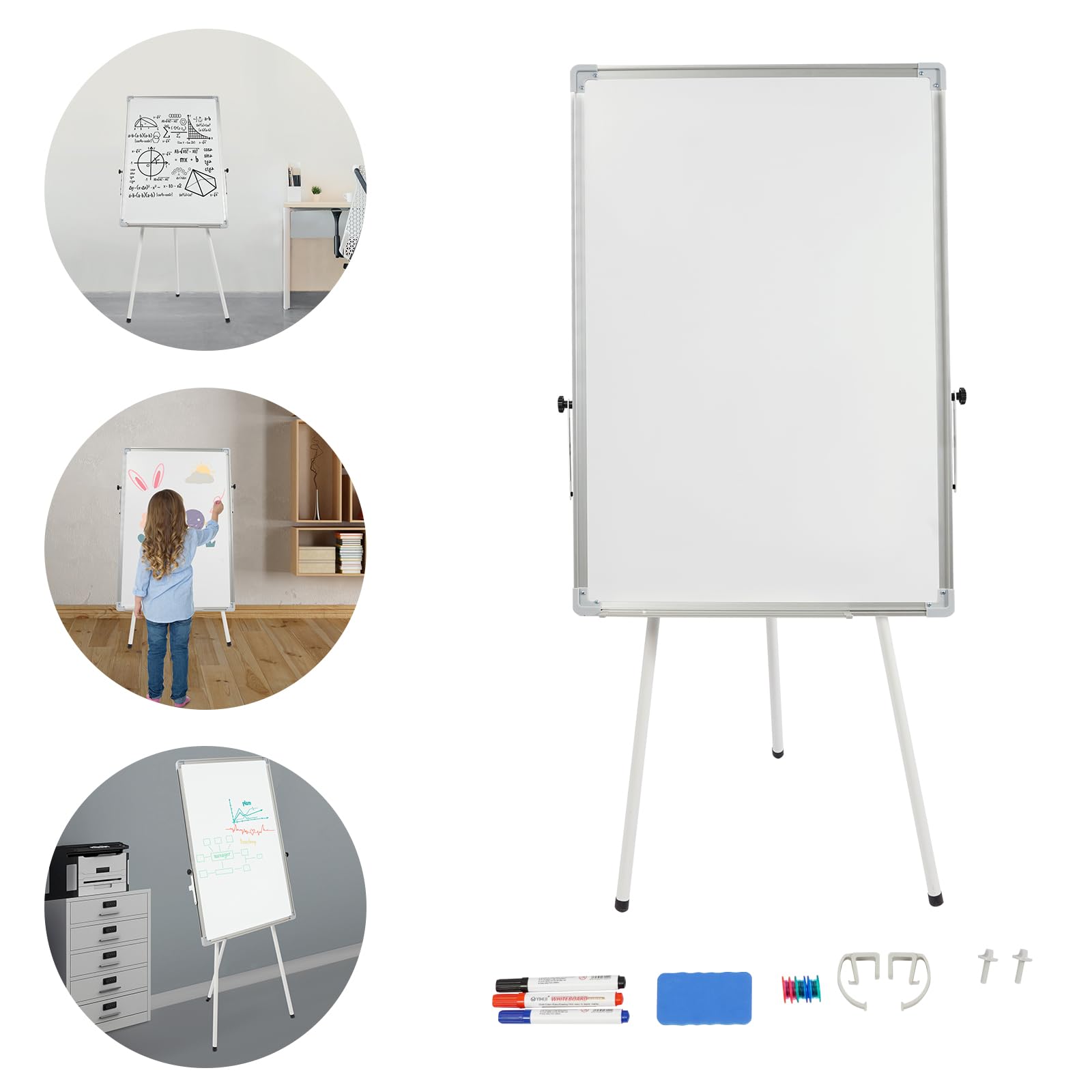 Lavagna a fogli mobili, 61 x 91,4 cm, supporto per lavagna magnetica, portatile, lavabile, con supporto per casa, ufficio, scuola