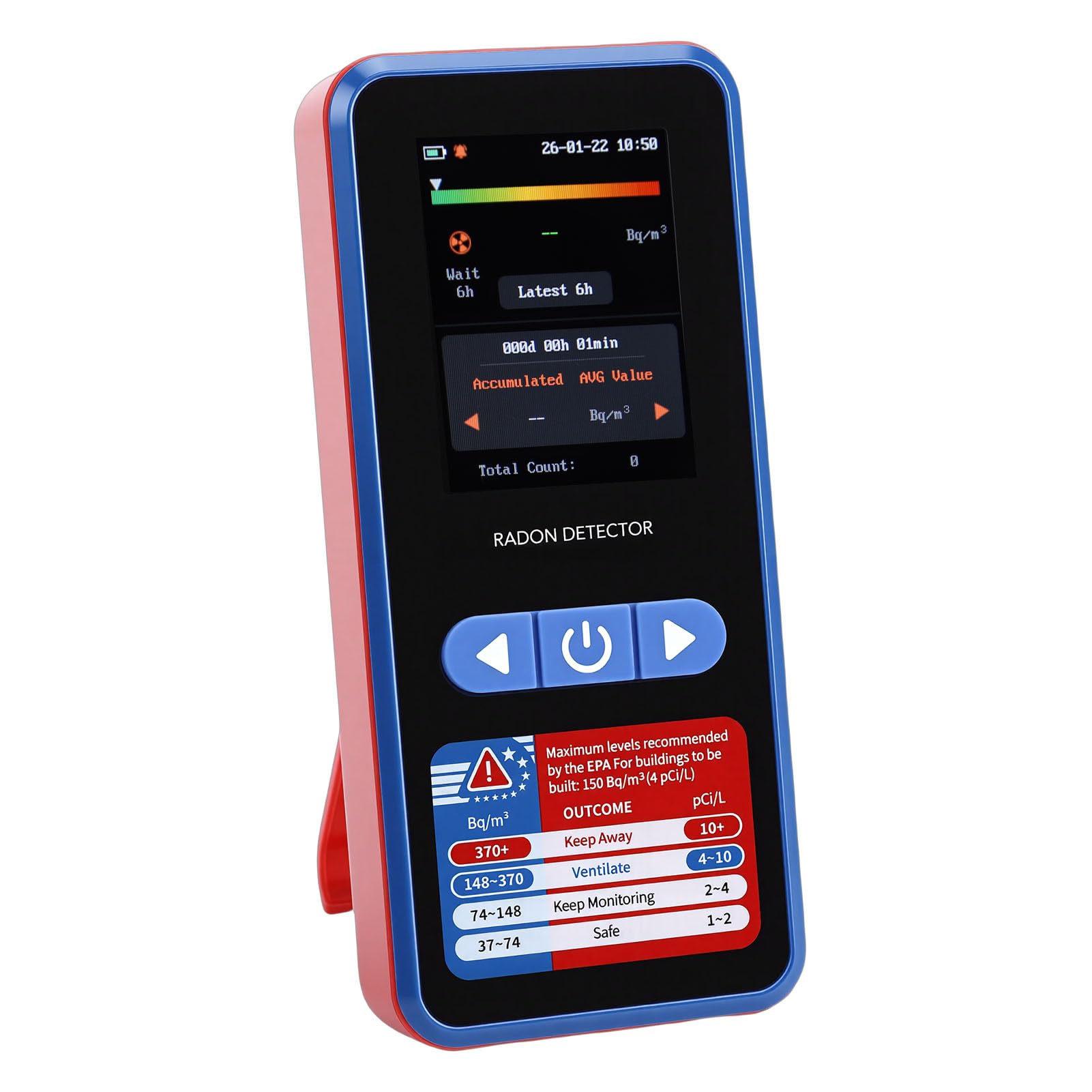 Keenso Detector de Radón Portátil, Herramienta de Prueba Precisa de Radón para Mina de Sótano, Pantalla TFT de 2 Pulgadas, 1 Unidad