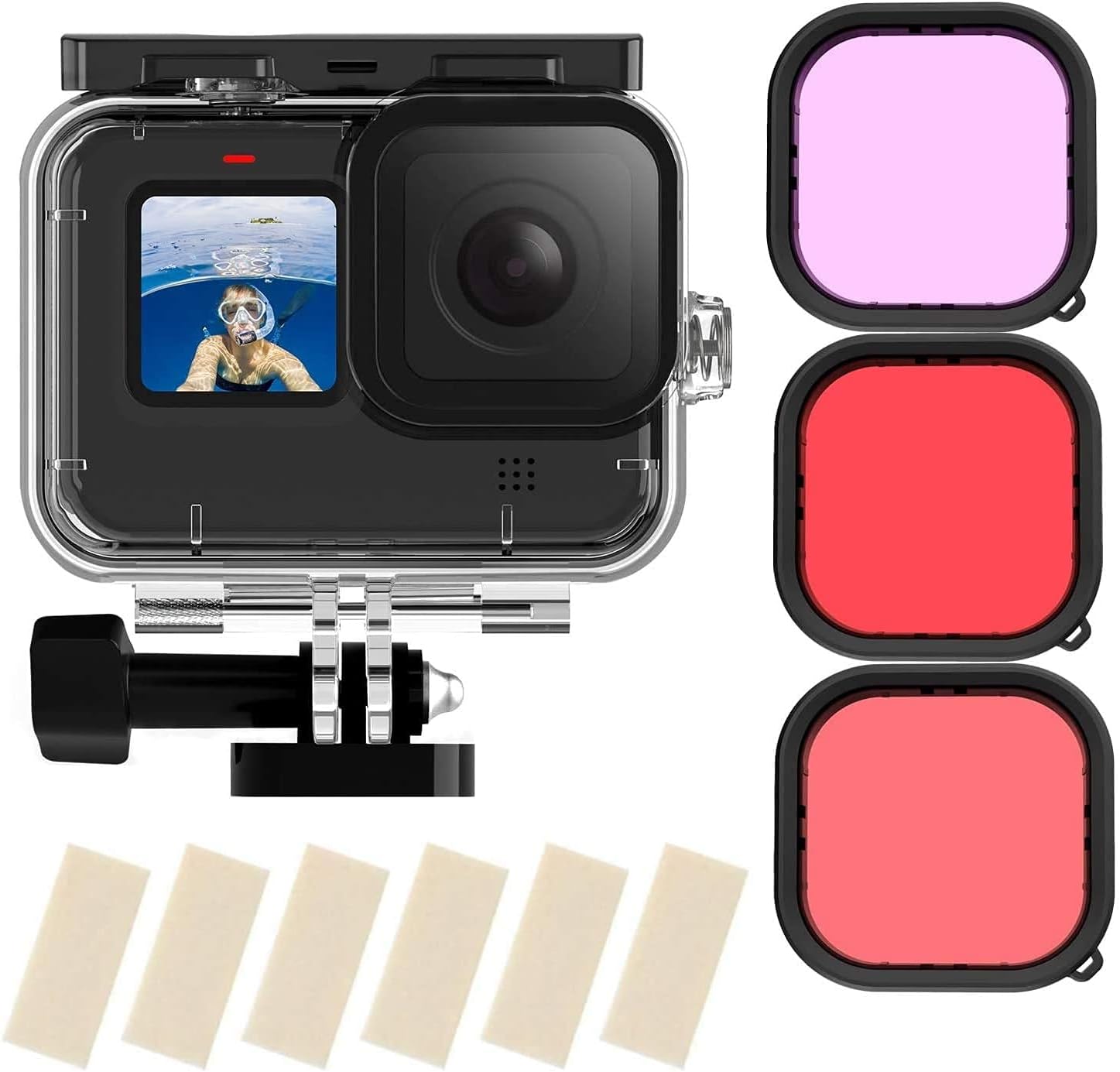 Amazon Kiowon Goproダイビングハウジング Gopro Hero9 Black 専用 50m防水ケース 3タイプレンズフィルター レッド マゼンタ ピンク 水中撮影用アクセサリー ゴープロヒーロー 9 Blackに対応アクセサリー Kiowon 水中撮影用フィルター