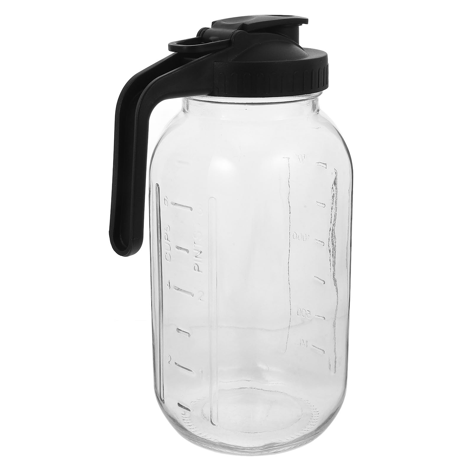 Operitacx Jarra de Vidrio con Tapa y Capacidad de 64 Oz, Diseño Antigoteo y Función para Bebidas Frías, Material de Vidrio y Pp Adecuado para Suministro de Restaurantes