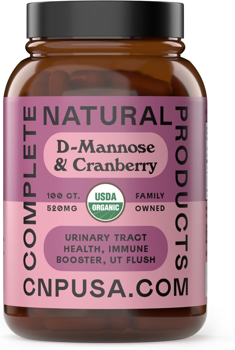 Complete Natural Products Organic D-Mannose & Cranberry Capsules 520mg | 100 Count | Plant-Based UT Support | Vegan, Non-GMO, Kosher, Gluten-Free