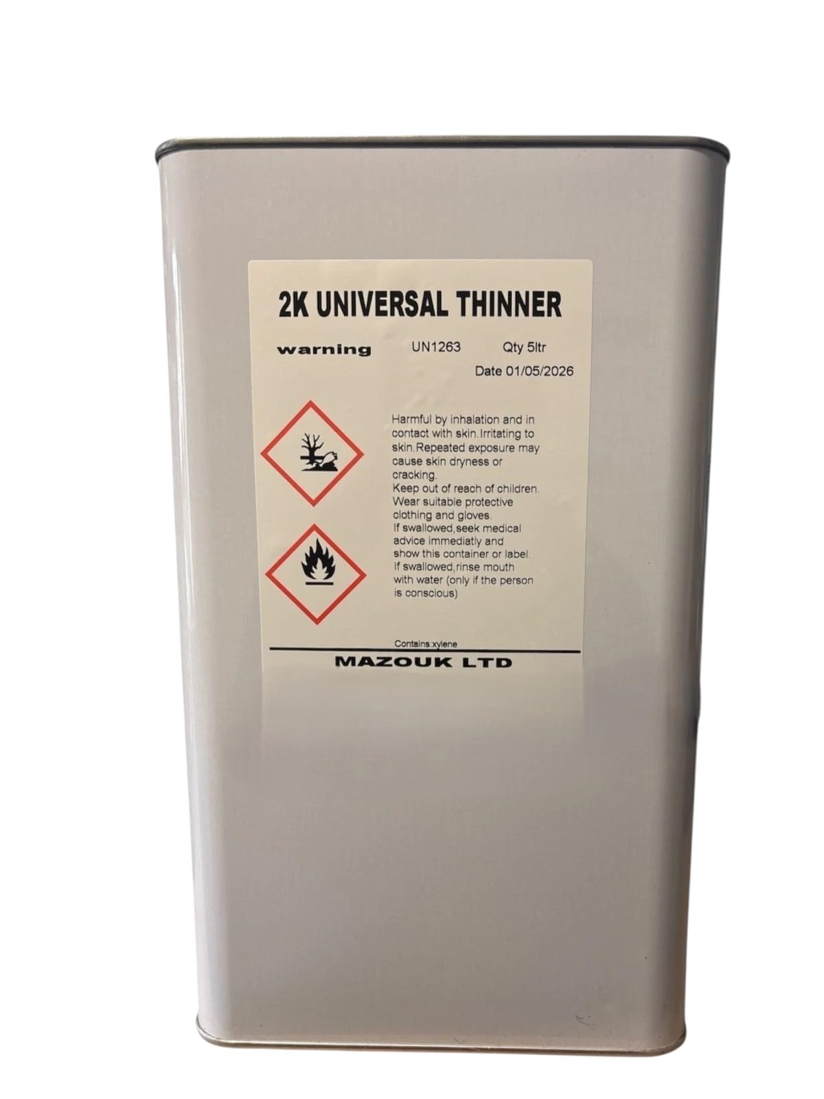 5Lt 2K Fast Thinner, Professional Paint Solvent for Lacquers and Primers, Car Paint Thinners Basecoat Clearcoat Colour Primer