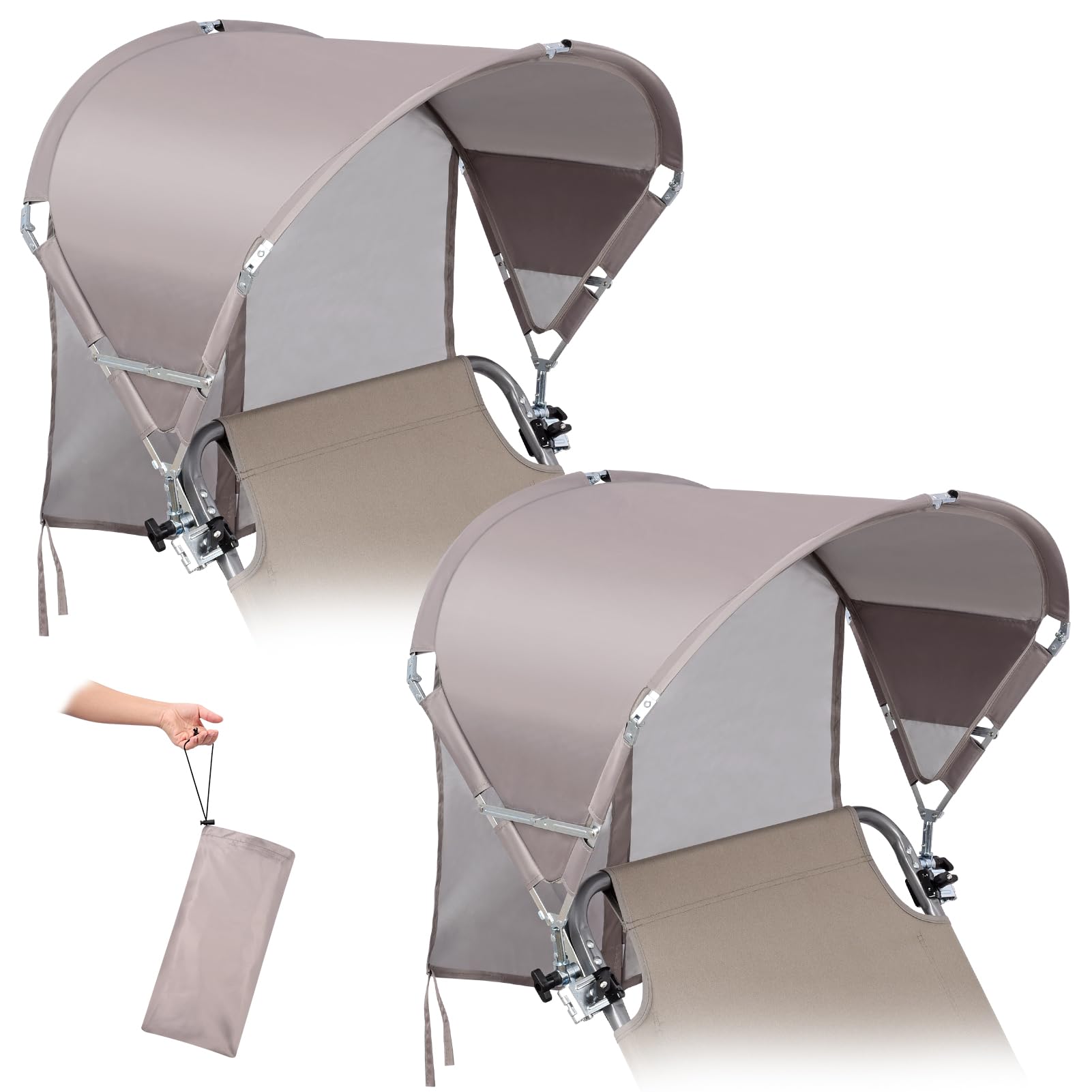 Universal Wind-Resistant Chair Umbrella Canopy, Foldable Portable UPF 50+ Sun Shade Attachment with Adjustable Clamp, Fits Most Beach, Camping, Lawn, Sports, Tanning, Zero Gravity Chairs & Wheelchairs — view 8