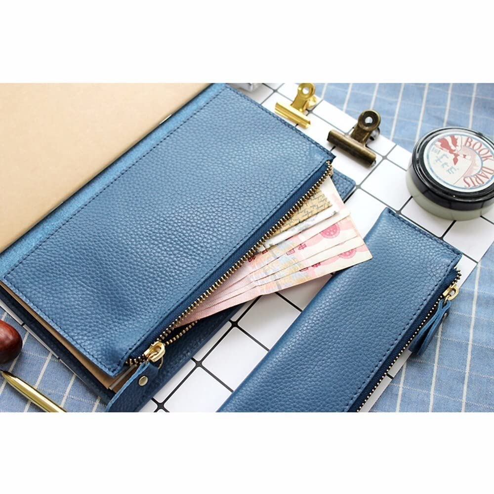 Zwischenablage für Bürobedarf Leder Card File-Halter mit Lager Zipper-Beutel for Handgemachte Kuh-Leder-Notebookzubehör Skizzenplaner Haltbarer Clip mit niedrigem Profil (Color : B L Brown)