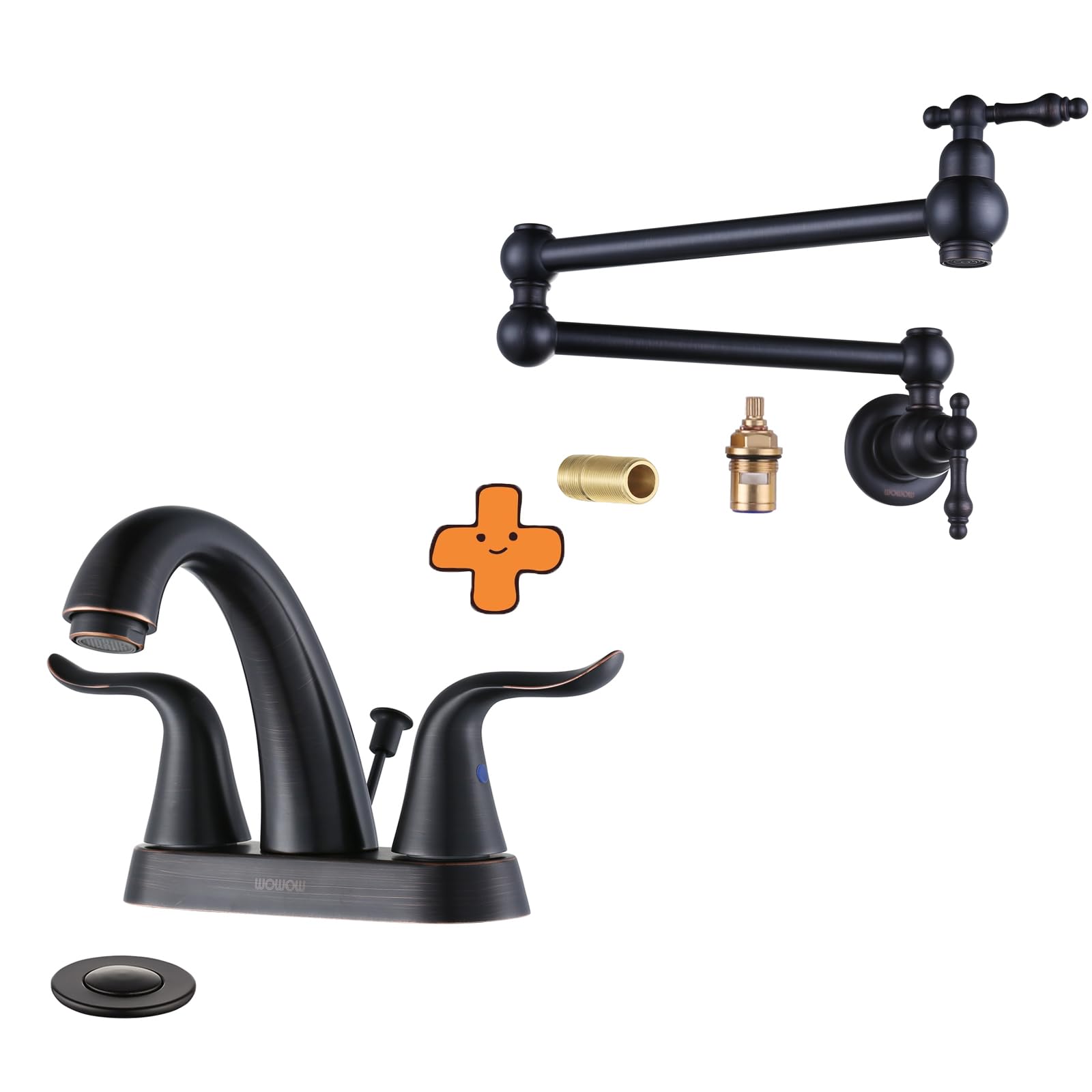 Jnfidosr Bronze Bathroom Faucet 4 Inch Centerset Oiled Rubbed And Pot Filler Faucet Wall Mount Brass Faucets Kitchen Double Handle