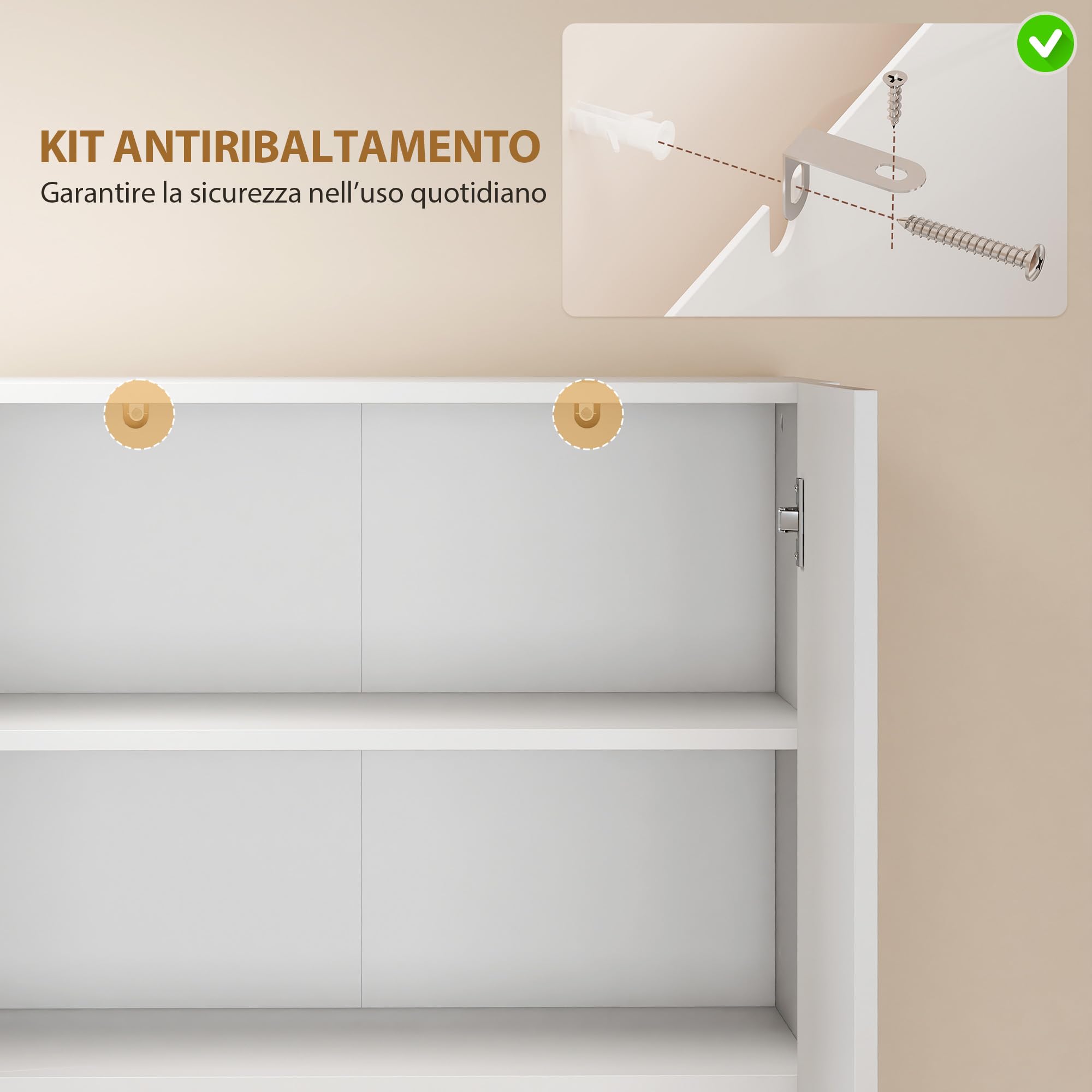HOMCOM Credenza Cucina Alta 180 cm, Mobile Dispensa con 4 Ante Soft-Close, Ripiani Regolabili, Scomparto Aperto, 2 Armadietti, Mobile Cucina Moderno per Sala da Pranzo Soggiorno, Bianco Lucido