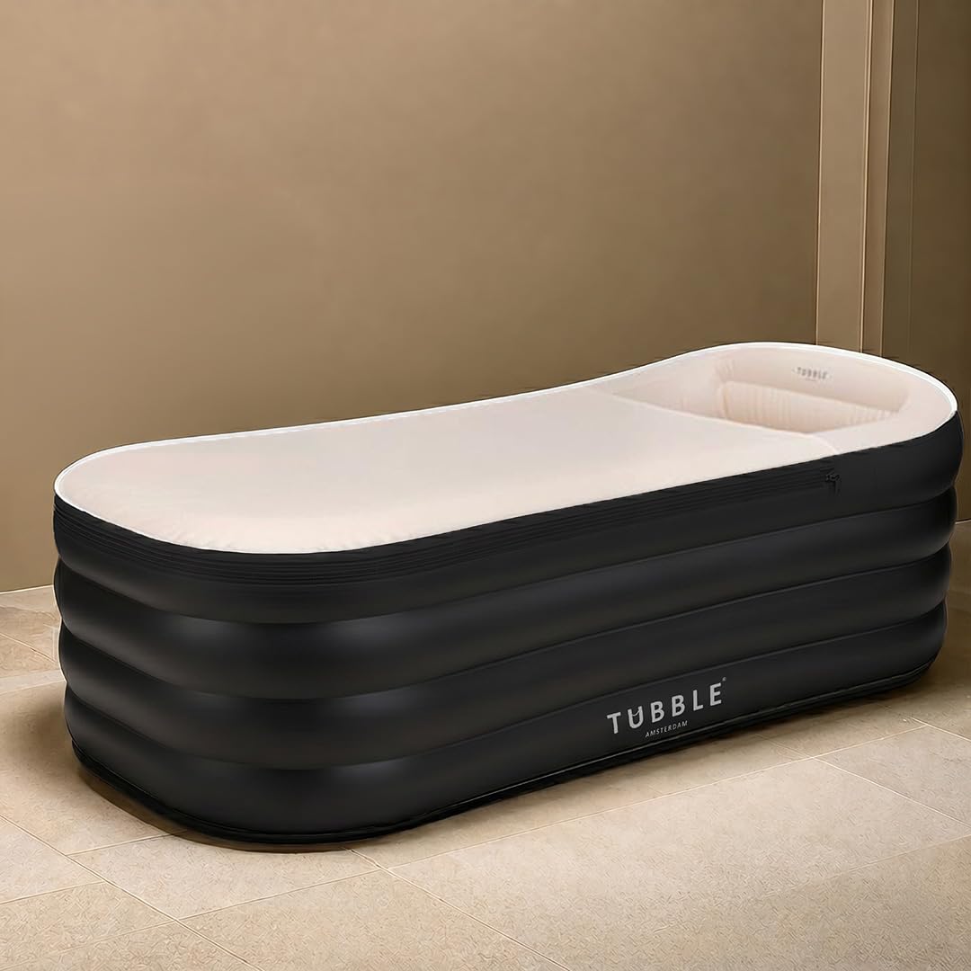 Tubble® Royale Inflatable Bathtub - Use as Hot and Ice Bath - Quick Set Up in 1min - Foldable Bathtub for Adults up to 188cm - Black Onyx - 255L