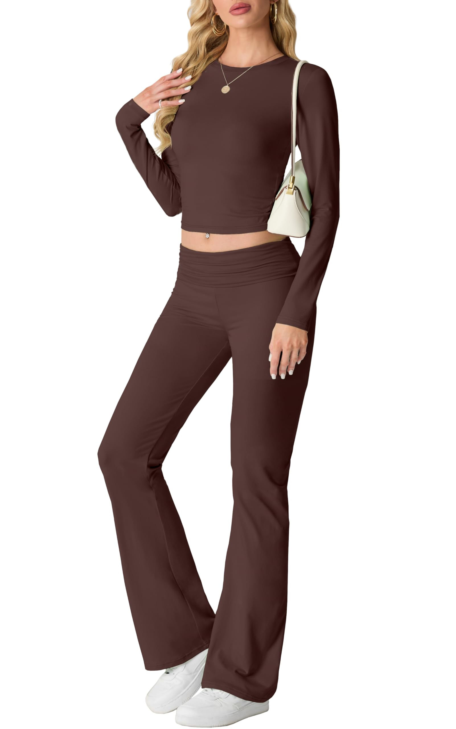 IWOLLENCE Hausanzug Damen Jogginganzug Set Lounge Set 2 Teiler Sportanzug Damen Y2K Outfit Homewear mit Crop Top und Schlaghosen